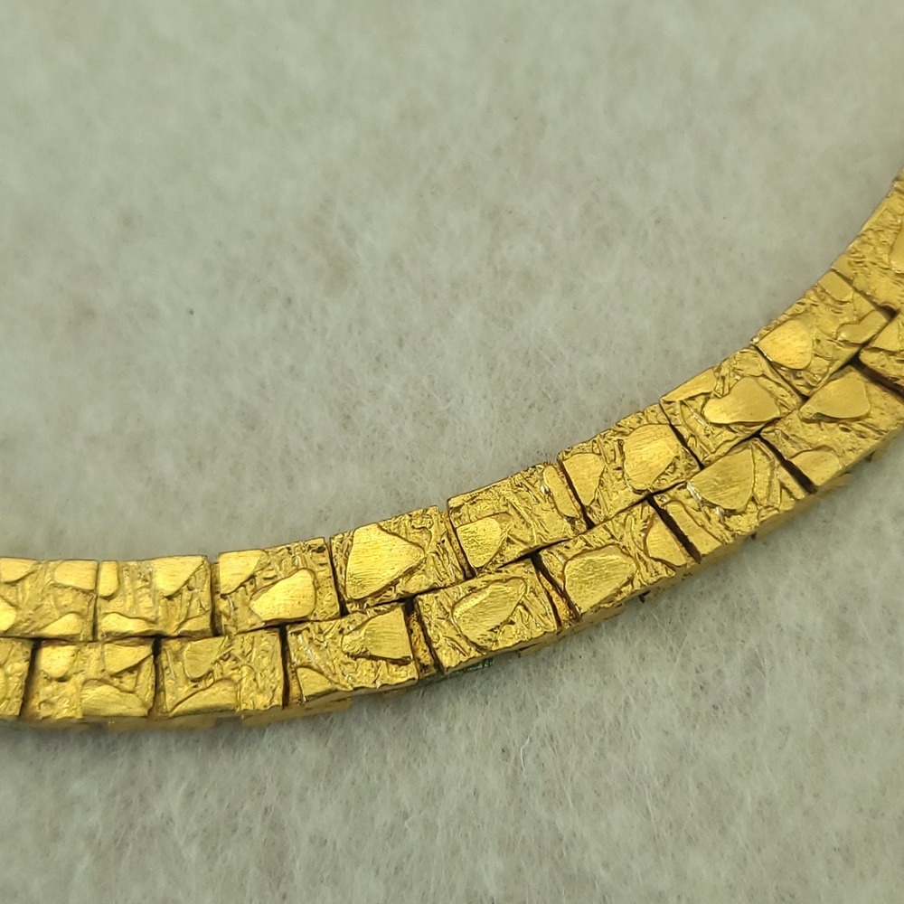 Korea Gold Tone Double Row Textured Link Necklace 38g Box Clasp